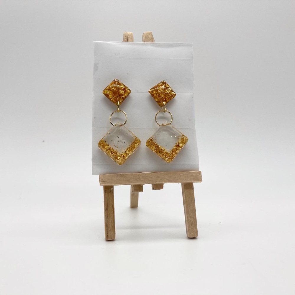 Gold Square Studs